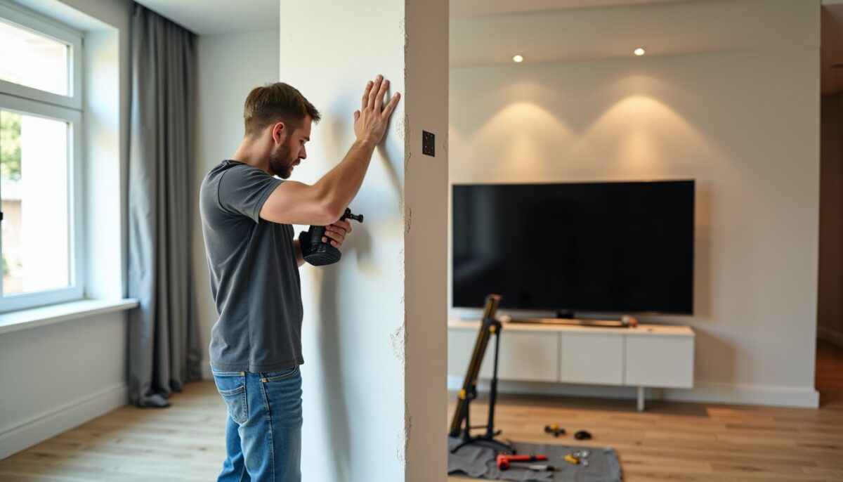 Renforcer une cloison en placo : guide sécurisé pour installer votre téléviseur au mur