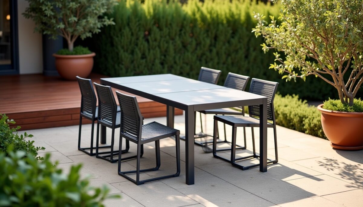 Mobilier en métal : une alliance réussie avec une terrasse en bois ou en pierre ?